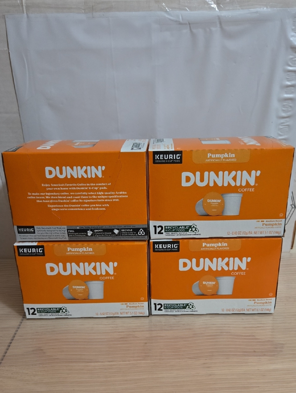 Dunkin Donuts Pumpkin K-cups Lot Of 4 Boxes 12 Pods Each Box